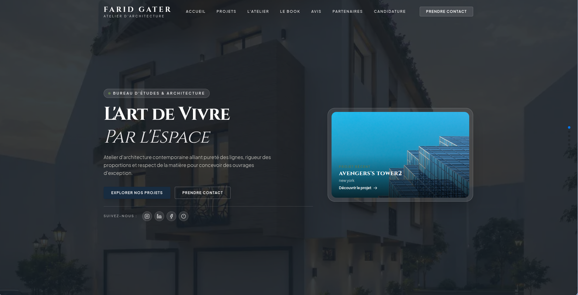 Capture d'écran Bureau d'études et architecture - Maître Farid Gater sur navigateur